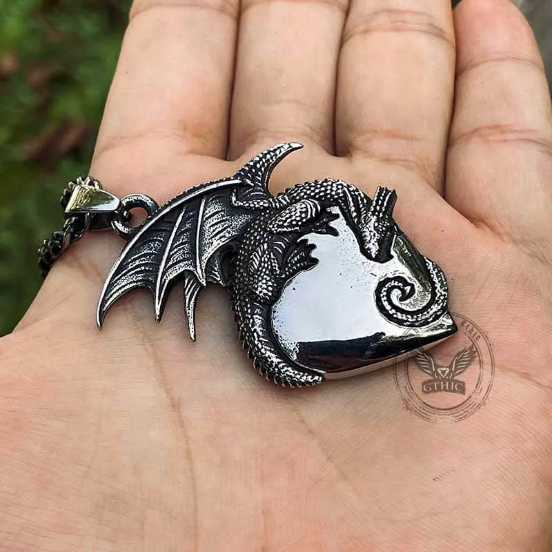 Gothic Dragon Heart Stainless Steel Pendant