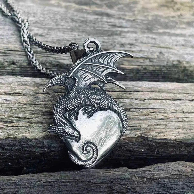 Gothic Dragon Heart Stainless Steel Pendant