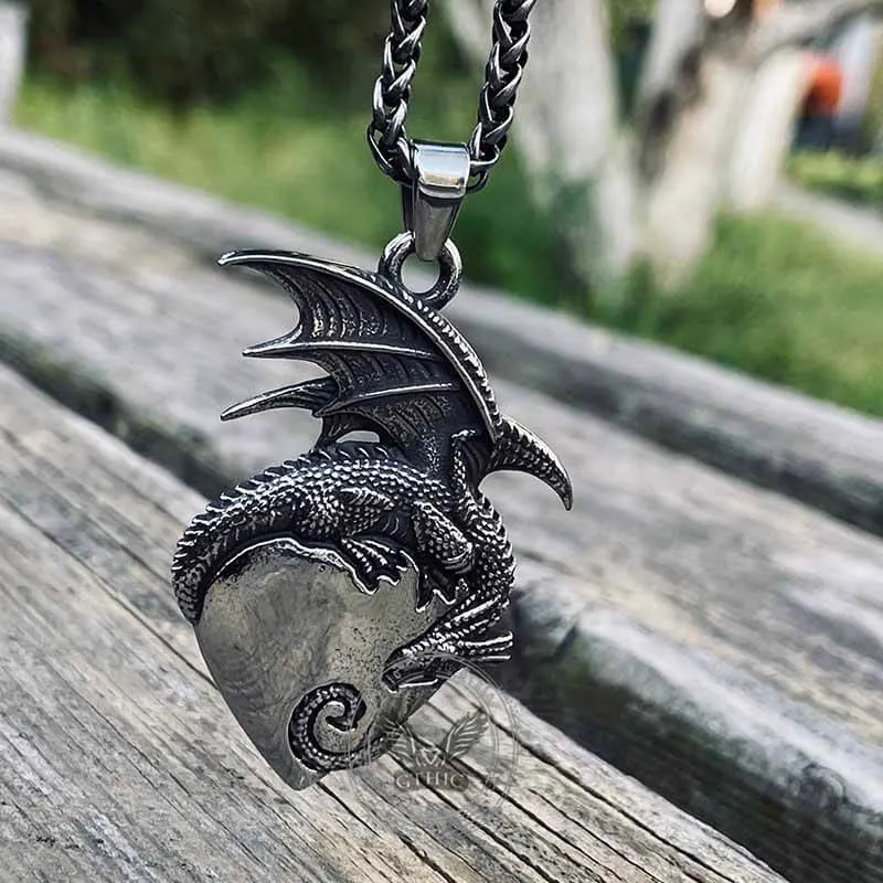 Gothic Dragon Heart Stainless Steel Pendant