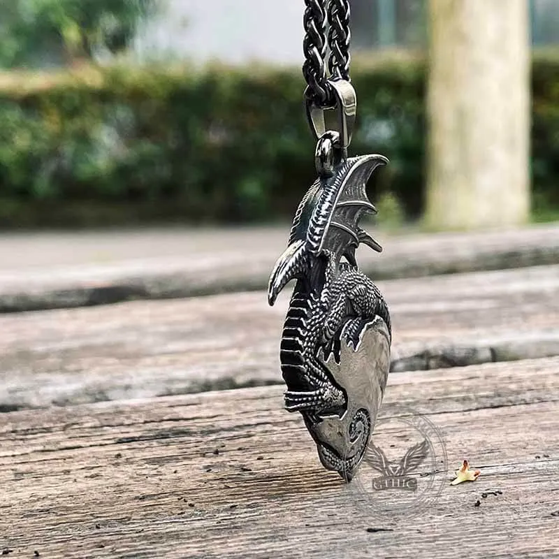 Gothic Dragon Heart Stainless Steel Pendant