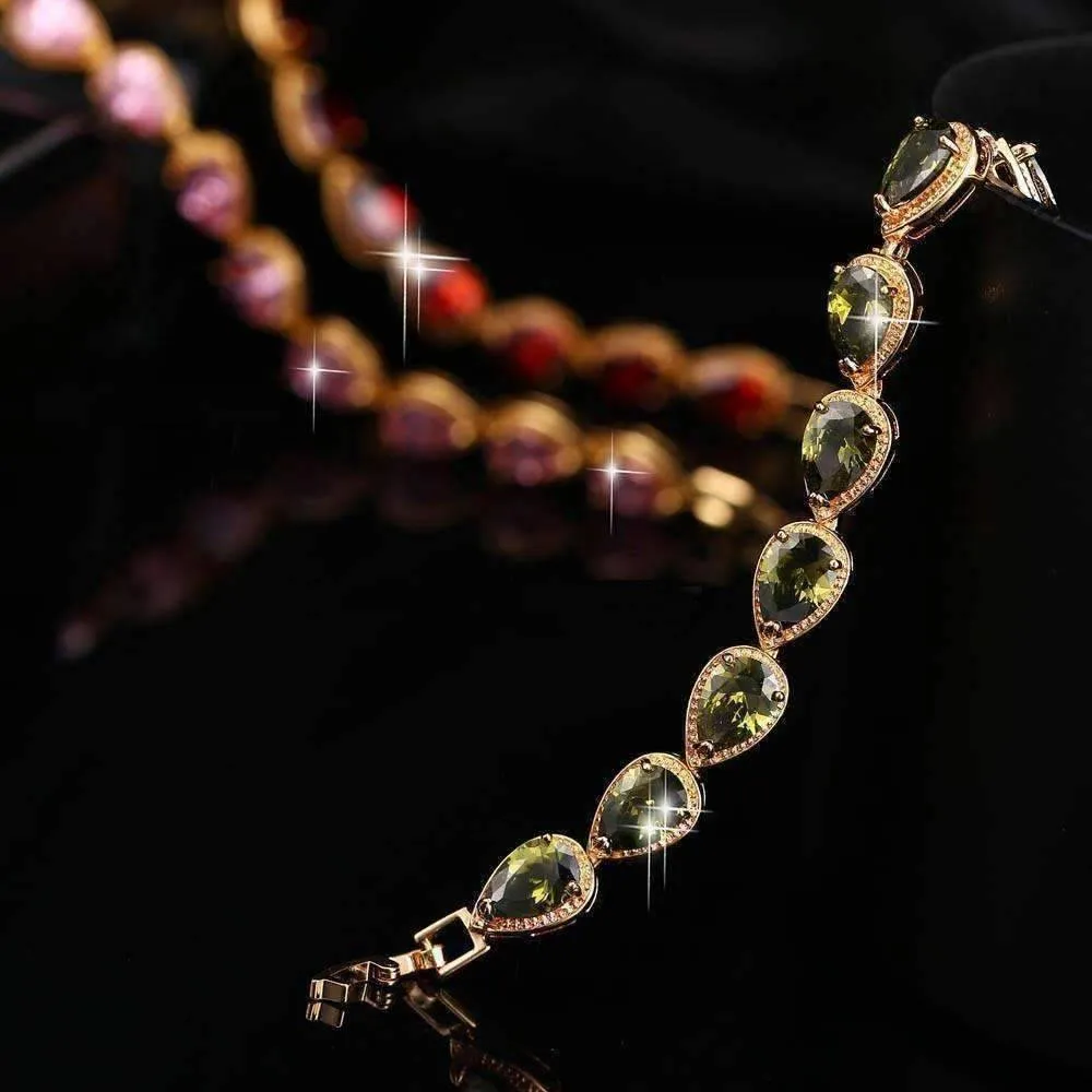 Graceful Water Drop CZ 18K Yellow Gold Plated Bracelet for Women