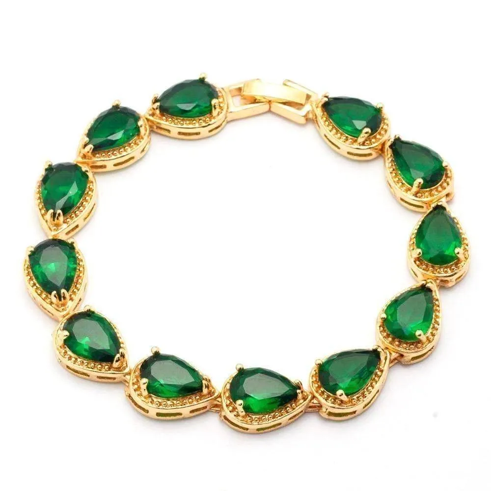 Graceful Water Drop CZ 18K Yellow Gold Plated Bracelet for Women