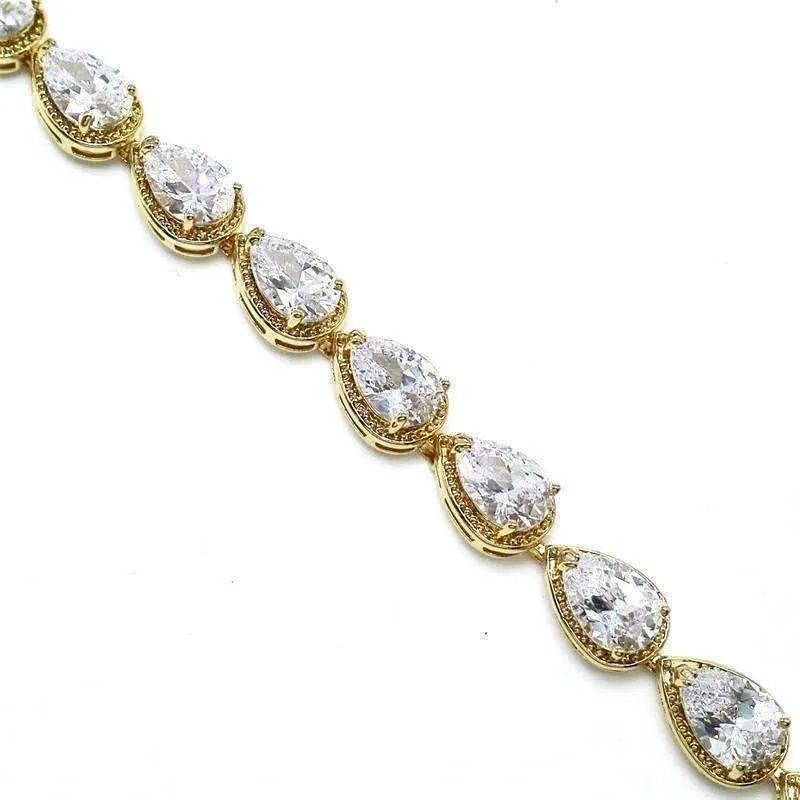 Graceful Water Drop CZ 18K Yellow Gold Plated Bracelet for Women