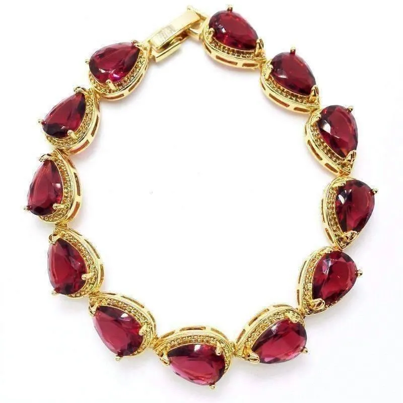 Graceful Water Drop CZ 18K Yellow Gold Plated Bracelet for Women