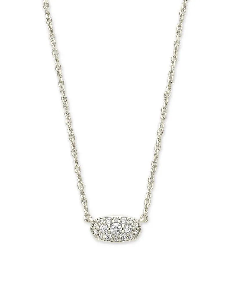 Grayson Silver Pendant Necklace in White Crystal