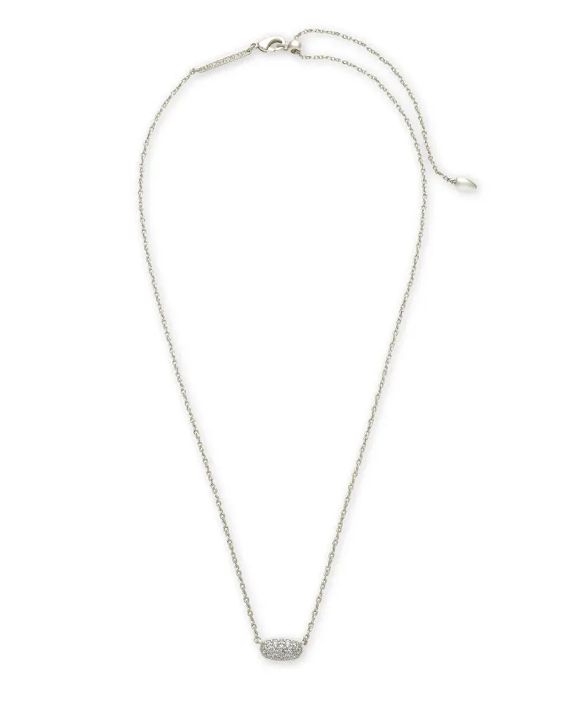 Grayson Silver Pendant Necklace in White Crystal