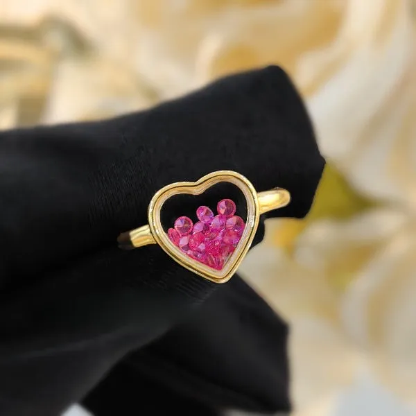 Heart Pressed Flower Resin Red Rings JLTR0379