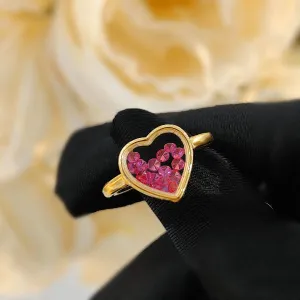 Heart Pressed Flower Resin Red Rings JLTR0379