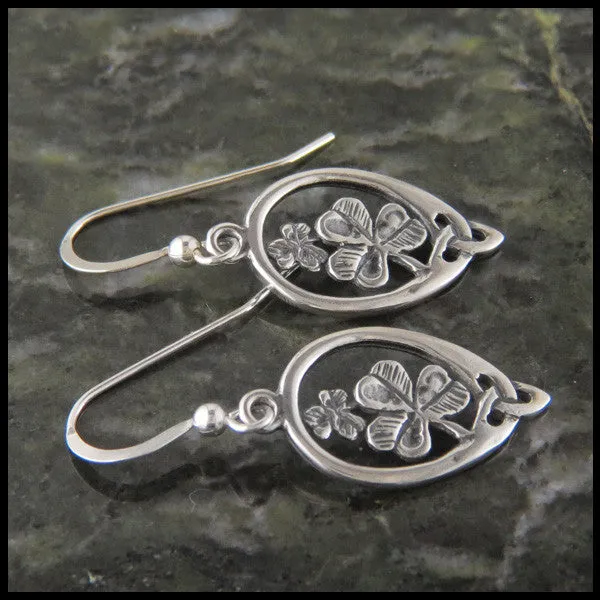 Irish Shamrock Earrings in Silver