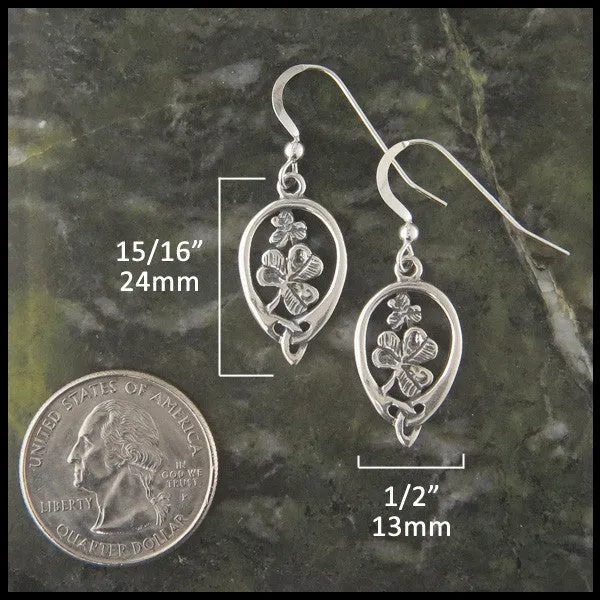 Irish Shamrock Earrings in Silver