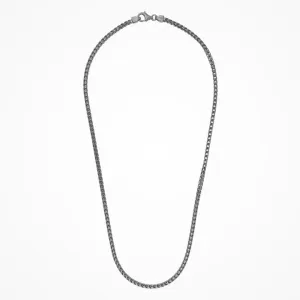 Italian Made Men's Sterling Silver Gunmetal Necklace 22"