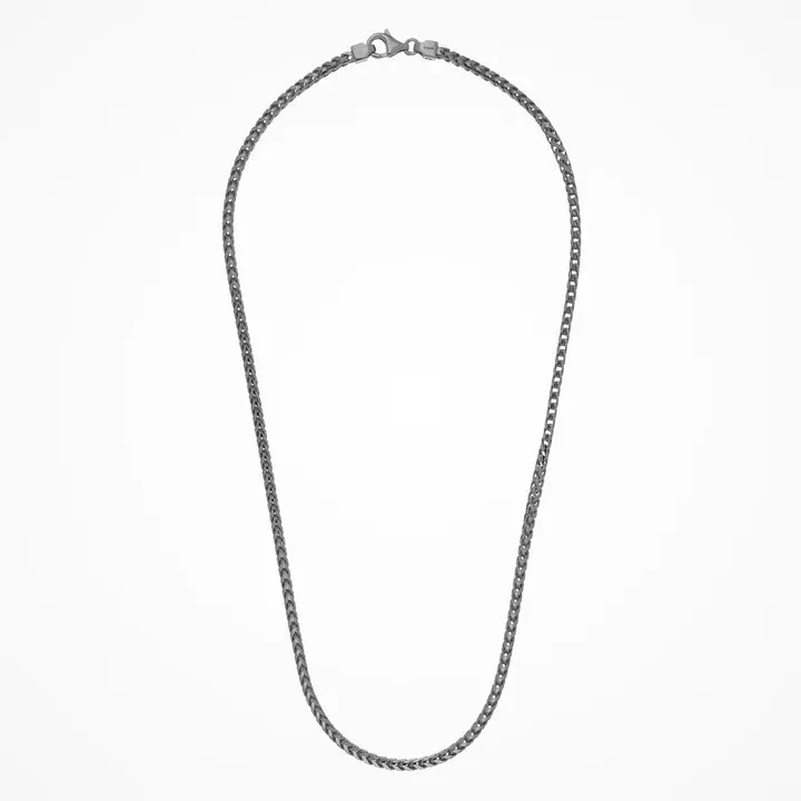 Italian Made Men's Sterling Silver Gunmetal Necklace 22"