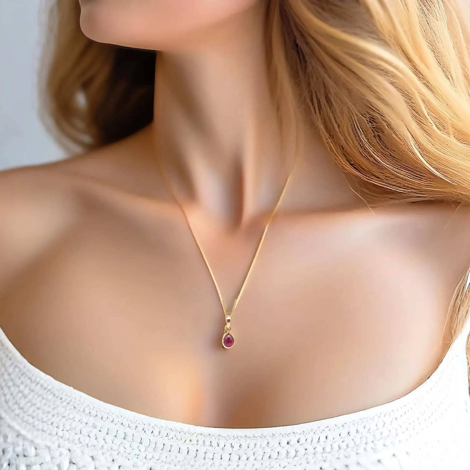 January Birthstone Necklace - Garnet