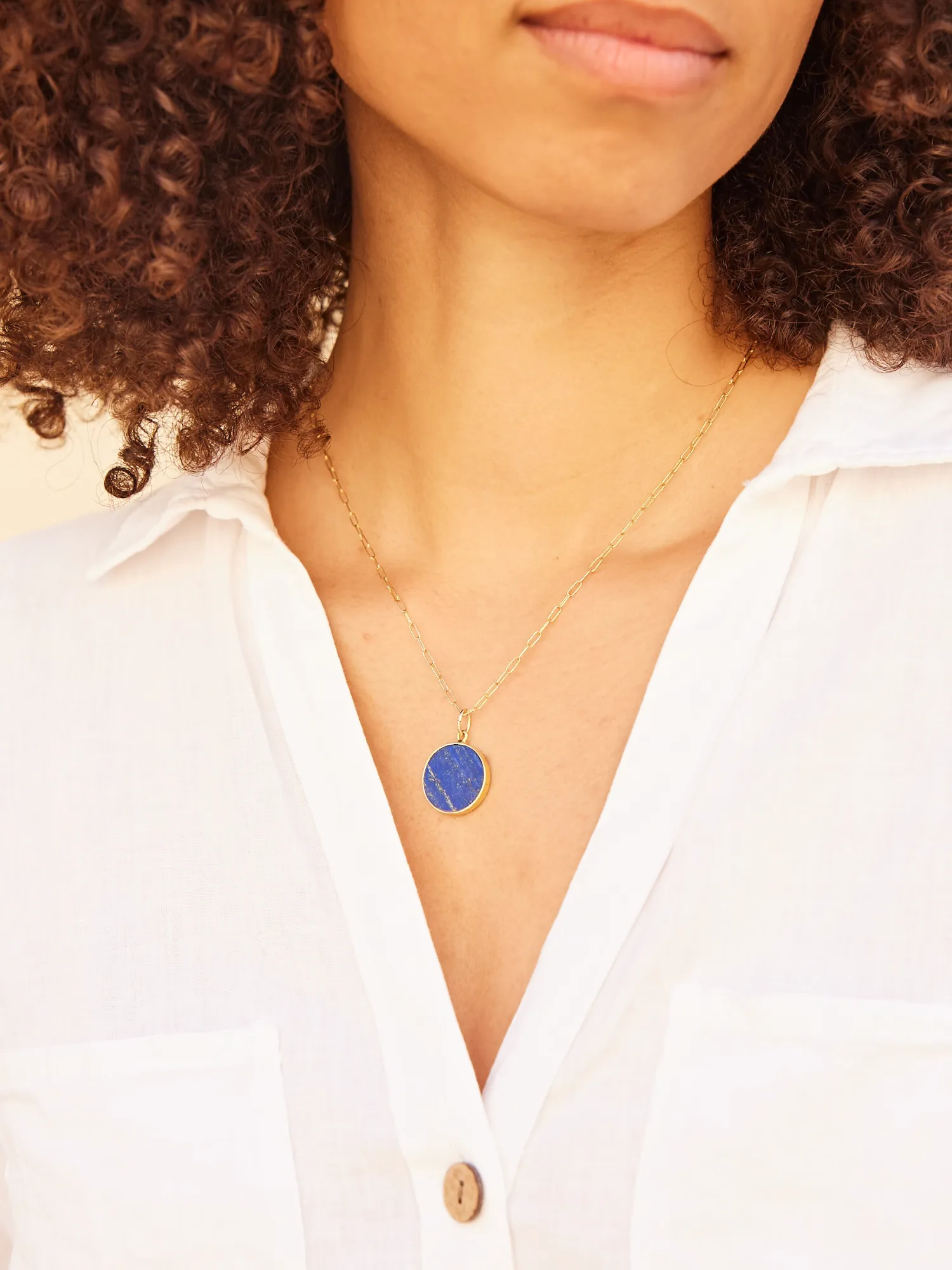 Jessica Lapis Coin Pendant