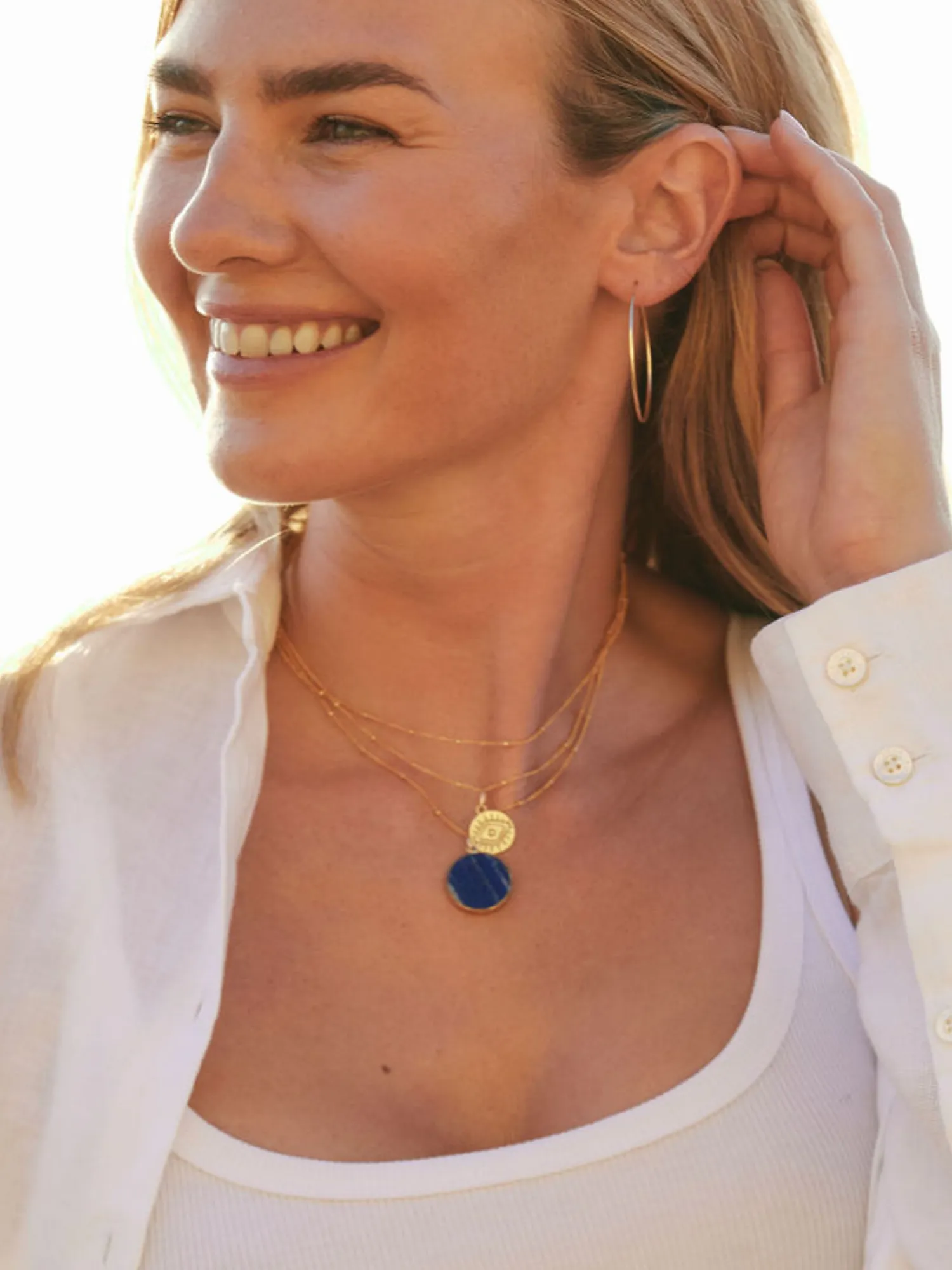 Jessica Lapis Coin Pendant