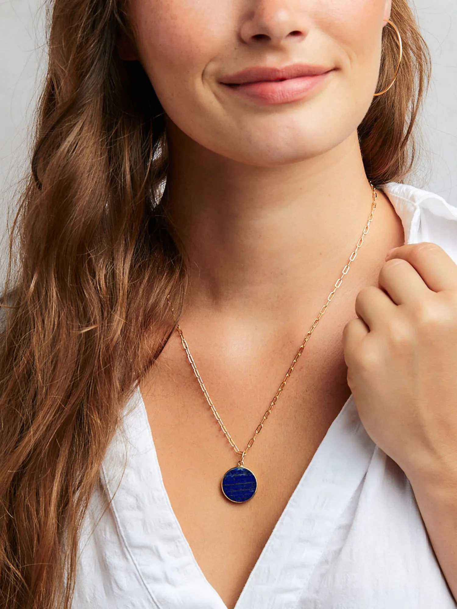 Jessica Lapis Coin Pendant