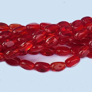 Jewelry Making Crystal Fire polished imported Glass beads Triangular Oval Shape Red Color Transparent 5x9mm Size Approximately  37 Beads in a string