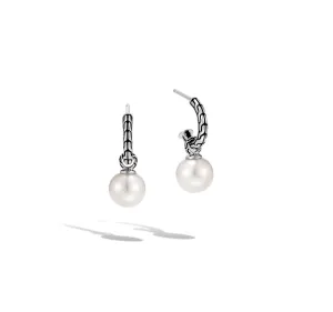 John Hardy Classic Chain Sterling Silver Freshwater Pearl Drop Earrings