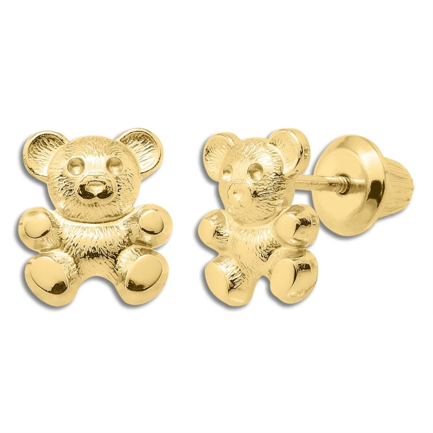 Kiddie Kraft 14KT Yellow Gold Stud Teddy Bear Earrings