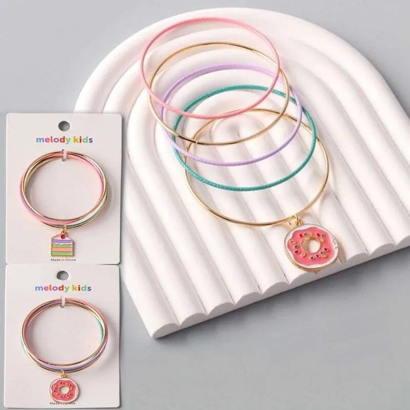 Kid's Dessert Charm Bangle Bracelets 6018 (12 units)