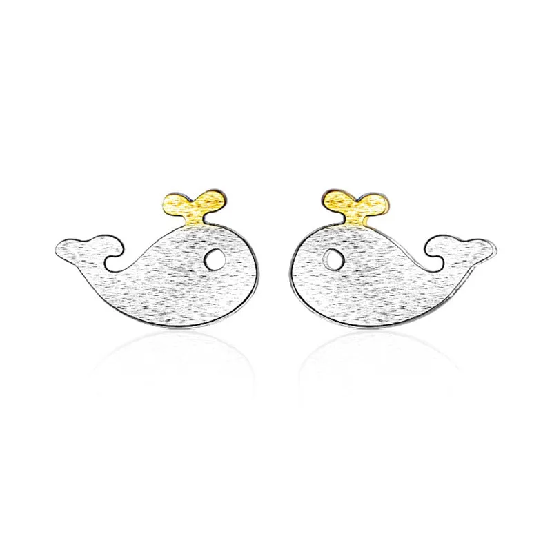 Korean Jewelry Simple Cute Little Whale Jewelry Set for Her in 925 Sterling Silver