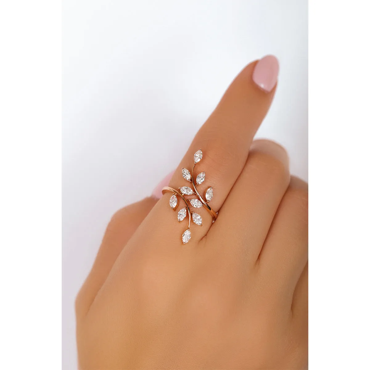 Leaf Marquise Diamond Ring