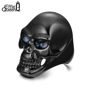 Men's Biker Stainless Steel Ring Fashion Black Skull Cool Man Finger Rings