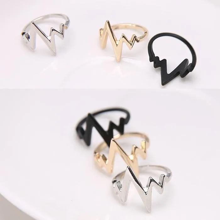 Men's/Women's Trendy Alloy ECG Wave Shape Rings