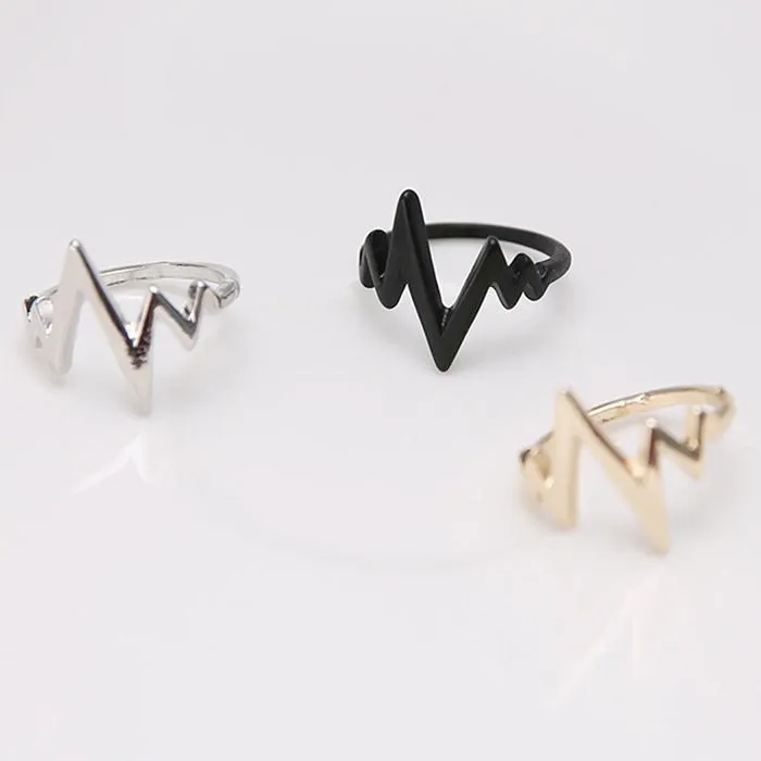 Men's/Women's Trendy Alloy ECG Wave Shape Rings