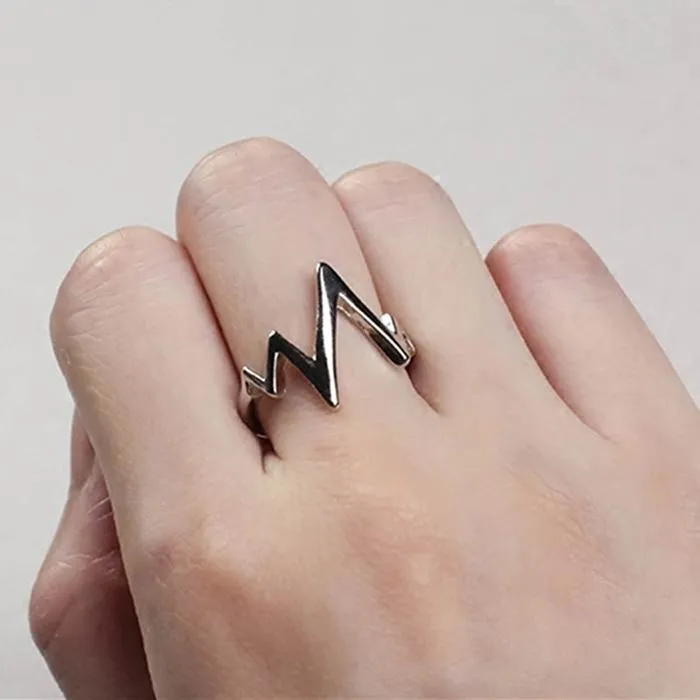 Men's/Women's Trendy Alloy ECG Wave Shape Rings