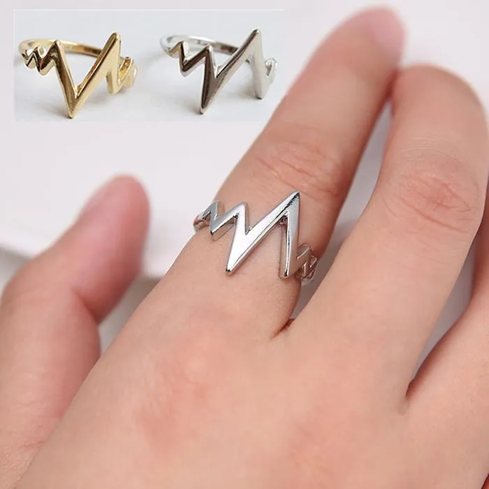 Men's/Women's Trendy Alloy ECG Wave Shape Rings