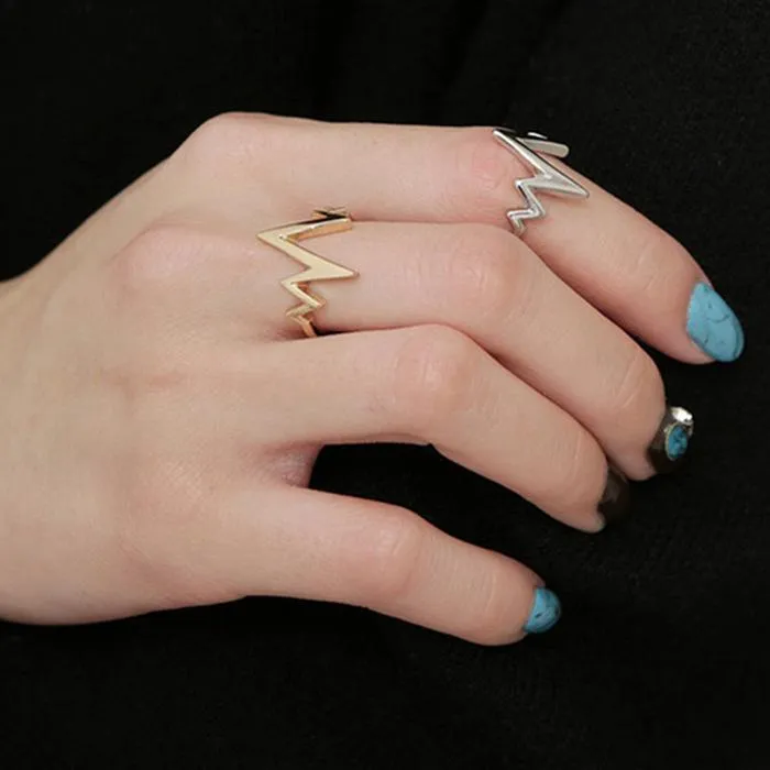 Men's/Women's Trendy Alloy ECG Wave Shape Rings