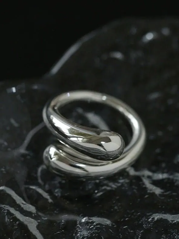 Metal Style Water Drop Adjustable Open Ring