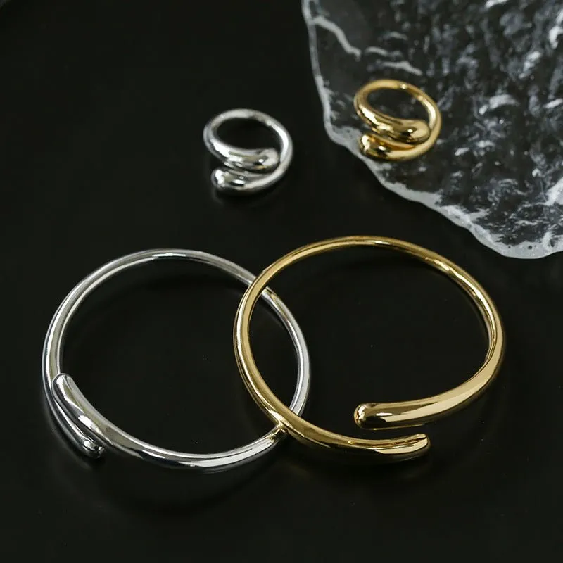 Metal Style Water Drop Adjustable Open Ring