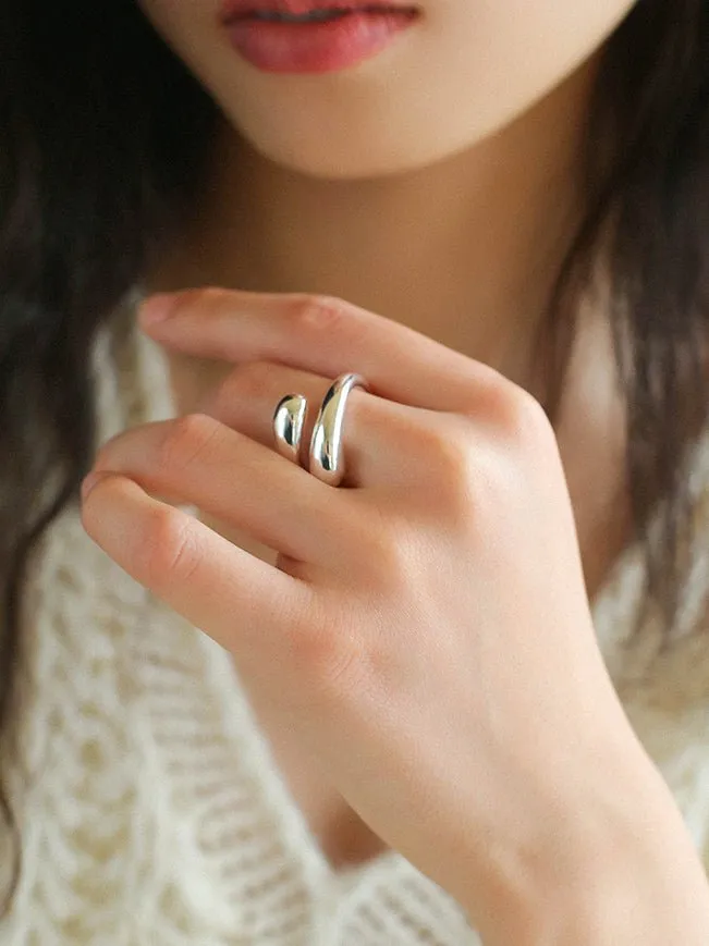 Metal Style Water Drop Adjustable Open Ring