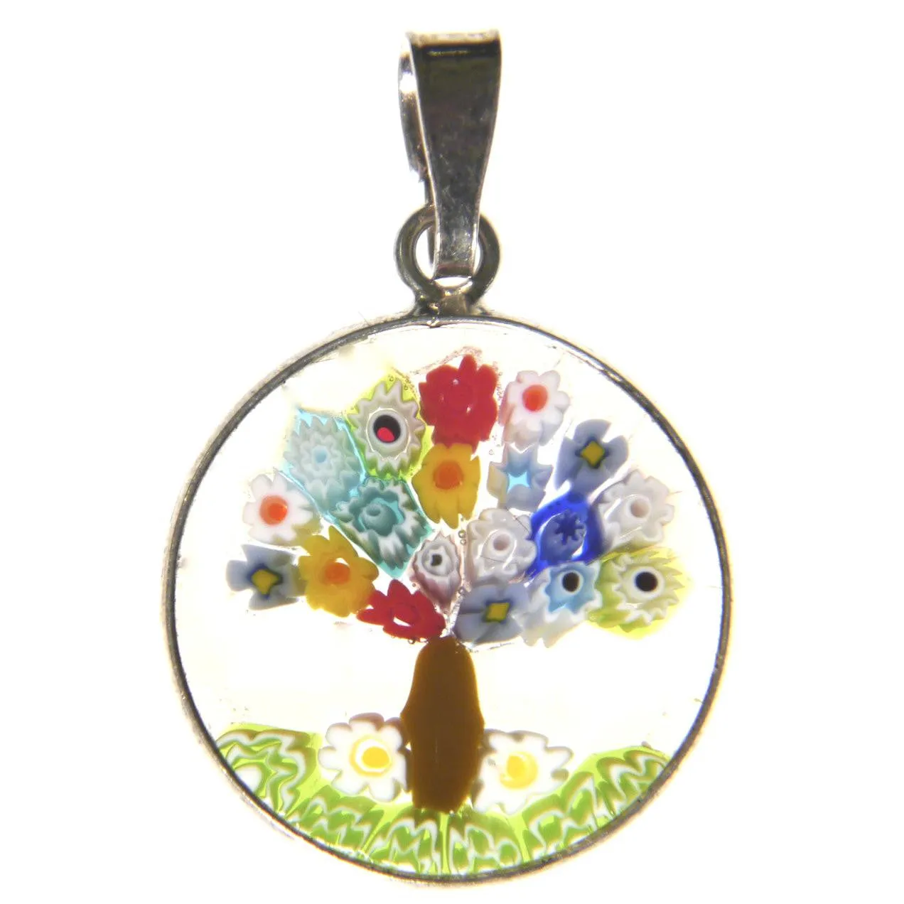 Millefiori Tree of Life Pendant (Small Pink)