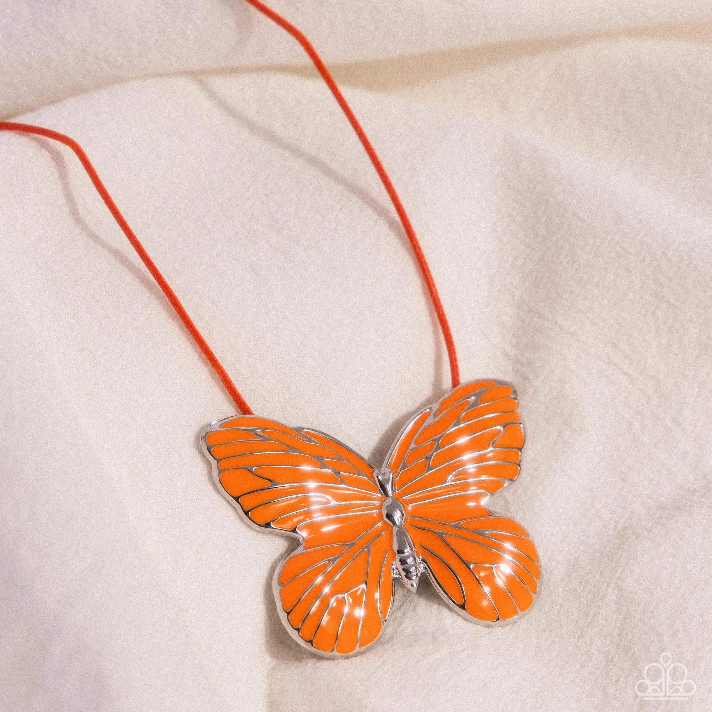 Necklaces Fluttering Fervor - Orange Butterfly