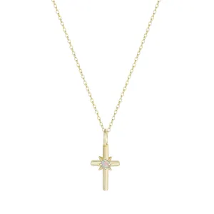 Opal Cross Charm Necklace