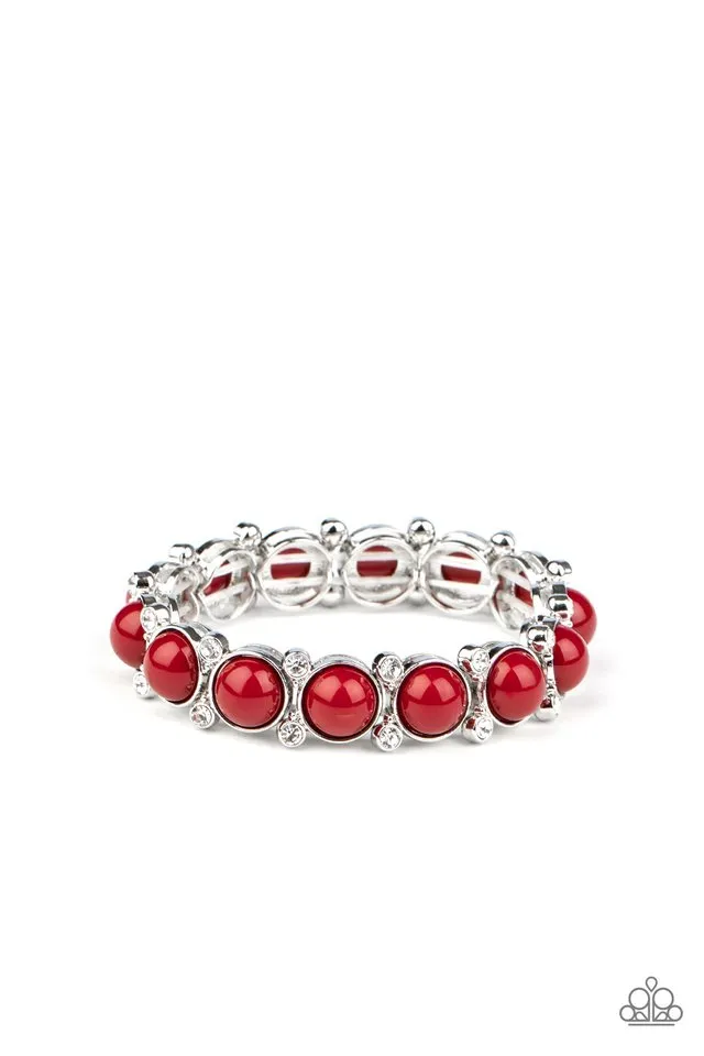 Paparazzi Bracelet ~ Flamboyantly Fruity - Red