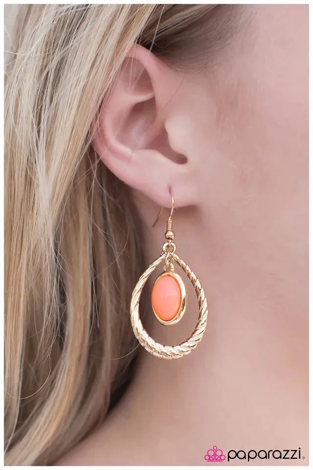 Paparazzi Earring ~ Luminous Lasso - Orange