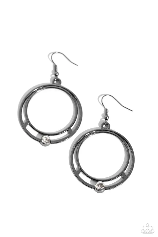 Paparazzi Earring ~ Refined Rotation - Black