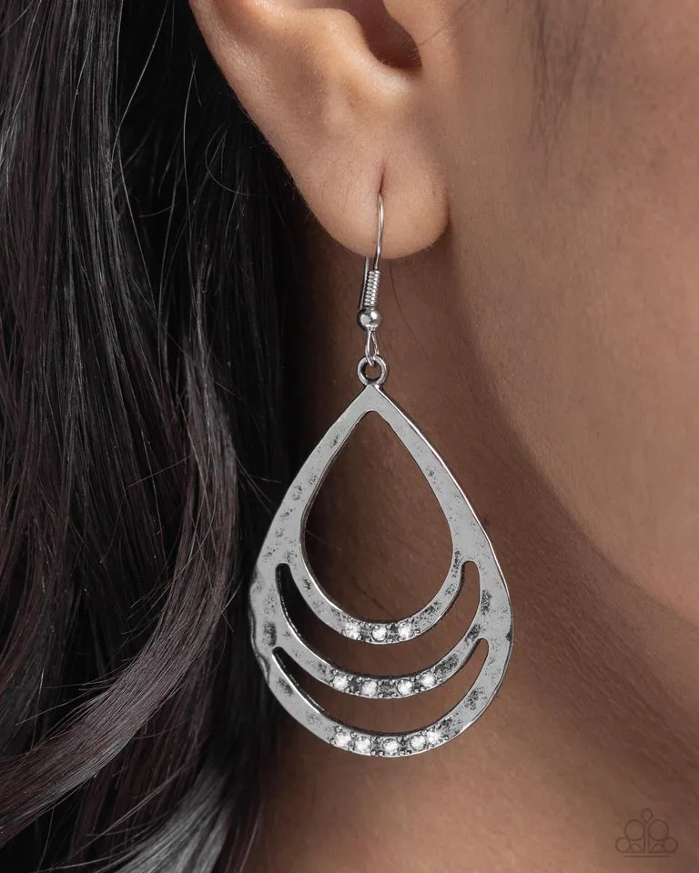 Paparazzi Earring ~ Sojourn Shimmer - White