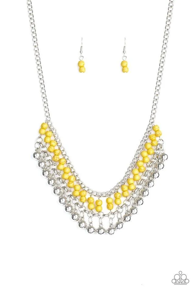 Paparazzi Necklace ~ Beaded Bliss - Yellow