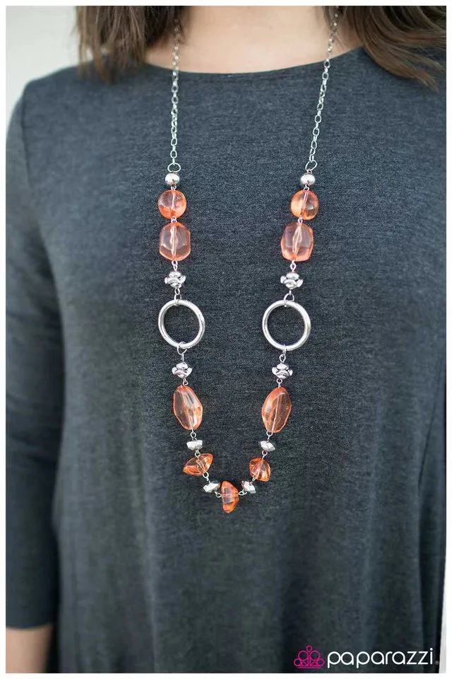 Paparazzi Necklace ~ On The Rocks - Orange