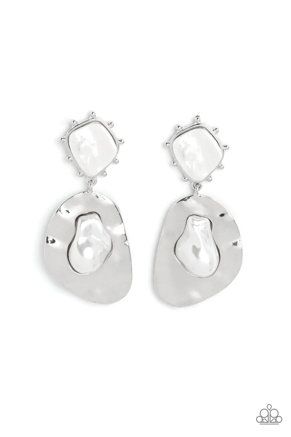 Paparazzi Rippling Rhapsody - White Earrings