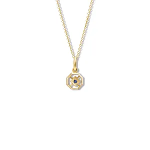 Parquet Small Necklace Pendant Yellow Gold - Sapphire