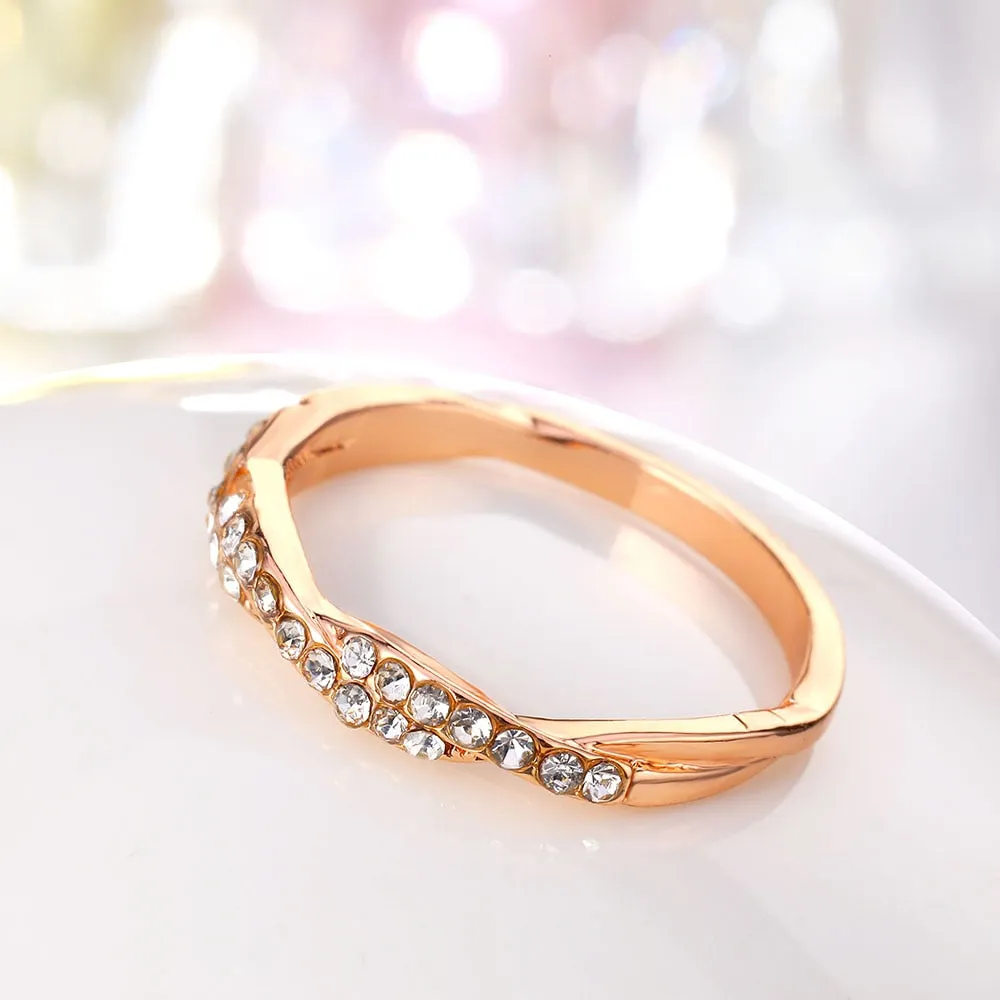 Pattern Twisted Rope Hemp Flowers Ring Plating Rose Gold Silver Micro Cubic Zirconia Tail Fashion Women'S Jewelry