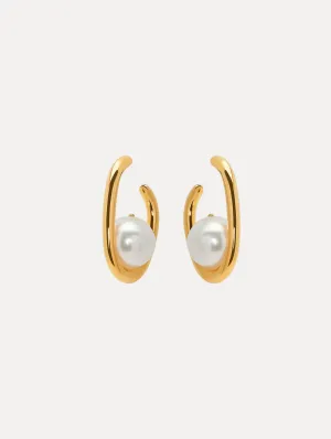 Pearl O Hoop Earrings