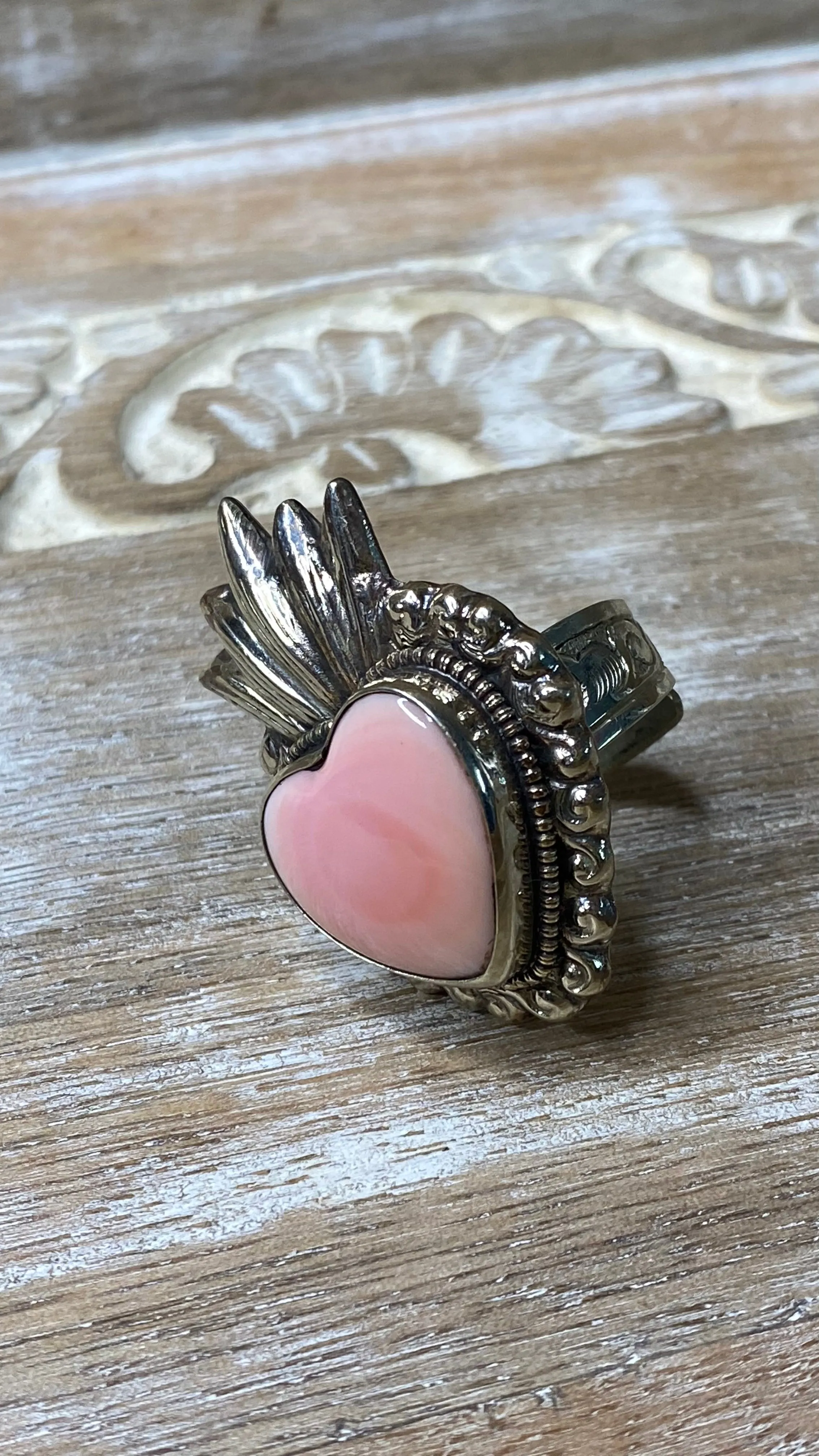 Pink Conch Sacred Heart Ring