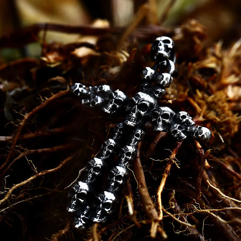 Punk-Inspired Skull and Cross Titanium Steel Pendants for Men - Wholesale Collection